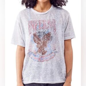 BDG Urban Outfitters Inferno Slub Graphic Gray Short Sleeve Crewneck T-Shirt S